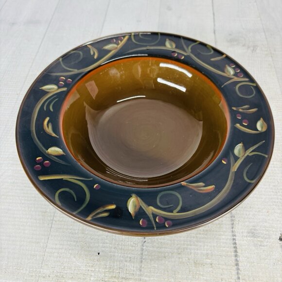 2003 Deb Hrabik For Demdaco CHOCOLATE BERRIES Ceramic Large Rim Soup Bowls Set 4 - Picture 2 of 16